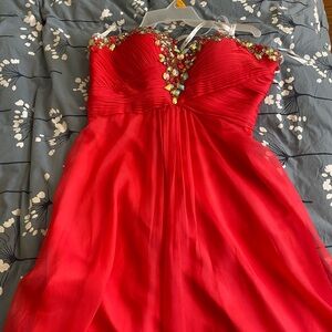 Studio 17 Pomegranate Strapless Prom Dress